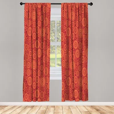 Ambesonne Microfiber Floral Semi-sheer Rod Pocket Curtain Panels In Tomato,red