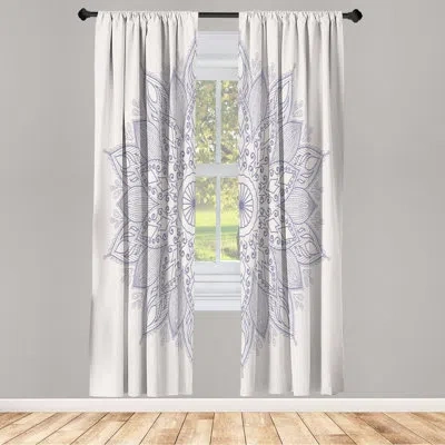 Ambesonne Microfiber Floral Semi-sheer Rod Pocket Curtain Panels In White