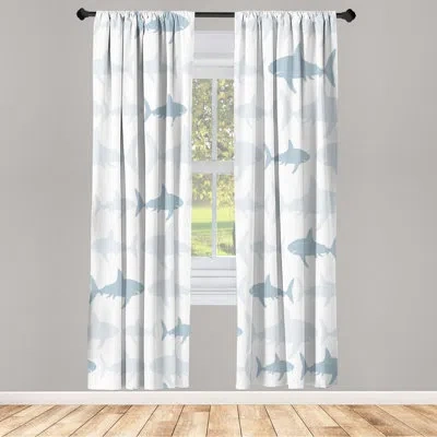 Ambesonne Microfiber Floral Semi-sheer Rod Pocket Curtain Panels In White,gray