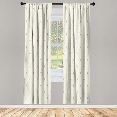 Ambesonne Microfiber Floral Semi-sheer Rod Pocket Curtain Panels In White,orange