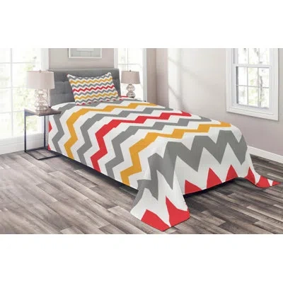 Ambesonne Microfiber Modern & Contemporary Coverlet / Bedspread Set In Red,cream,navy Blue