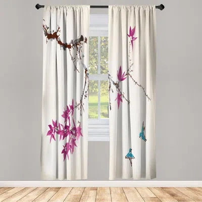 Ambesonne Microfiber Semi-sheer Curtain Pair In Dark Magenta