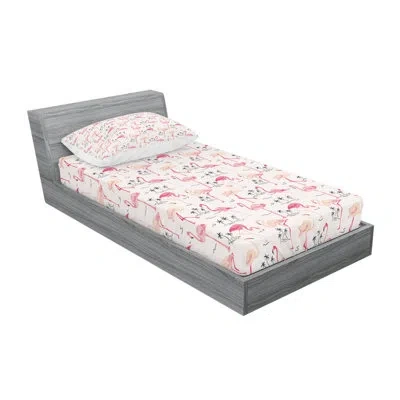 Ambesonne Microfiber Sheet Set In Pink,green,white Floral 1