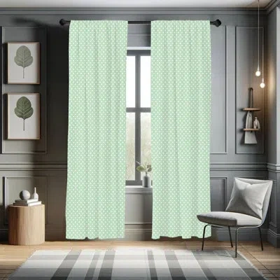 Ambesonne Mint Polka Dot Semi-sheer Rod Pocket Curtain Panels