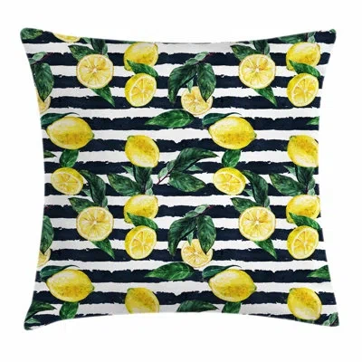 Ambesonne Modern Fresh Lemons Striped Pillow Cover