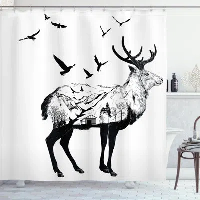 Ambesonne Mountain And Cottage Shower Curtain + Hooks