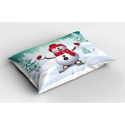 Ambesonne Mountain Christmas Sham In Blue;brown;red