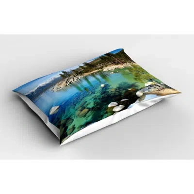 Ambesonne Mountain Lake Tahoe Sham In Blue;black;green