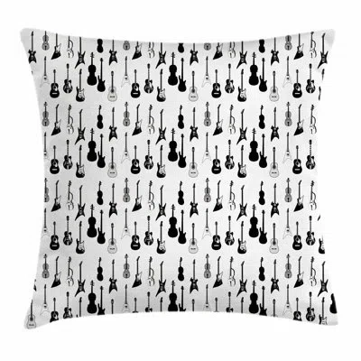 Ambesonne Music Throw Pillow Cushion Cover, Monochrome Strings Various Types Acoustic And Electronic Guitar Ce