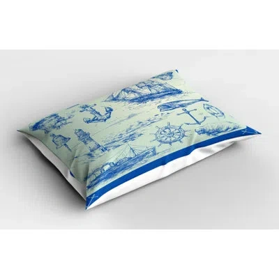 Ambesonne Narwhal Nautical Anchor Sham In Blue;eggshell