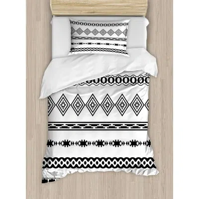 Ambesonne Native American Graphic Print 2 Piece Duvet Cover Set In Black,white