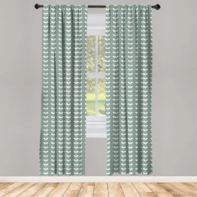 Ambesonne Nature 4-panel Curtains Baroque Tulip Branches 56"x63" Pale Sage Green White