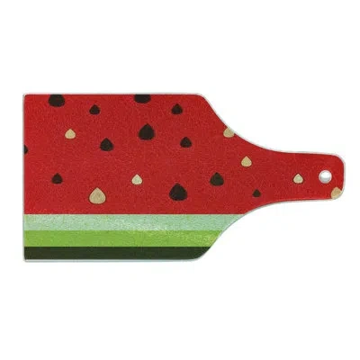 Ambesonne Nature Tempered Glass Cutting Board Watermelon  Fruit Closeup Black Green And Red