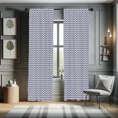 Ambesonne Navy Blue 2 Panel Curtain Set, Horizontal Chevron Pattern In Nautical Colors Dashed Lines Maritime Z