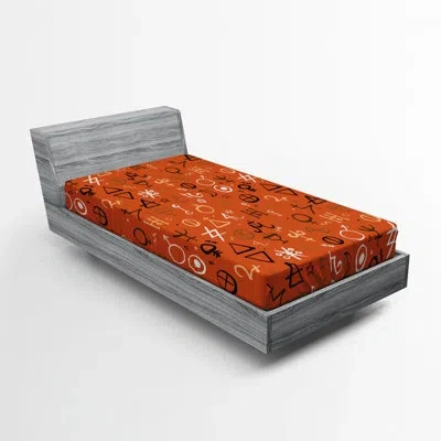 Ambesonne Occult Microfiber Fitted Sheet In Orange