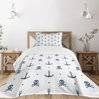 Ambesonne Ocean Bedspread Anchors And Skulls