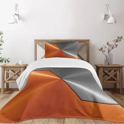 Ambesonne Orange Grey Bedspread Set Machinery Modern 3d Orange Grey