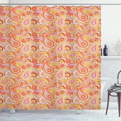 Ambesonne Orange Shower Curtain Paisley Multicolor