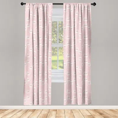 Ambesonne Owls Semi-sheer Rod Pocket Curtain Panels