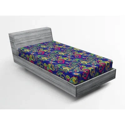 Ambesonne Paisley Fitted Sheet In Purple,paisley 1