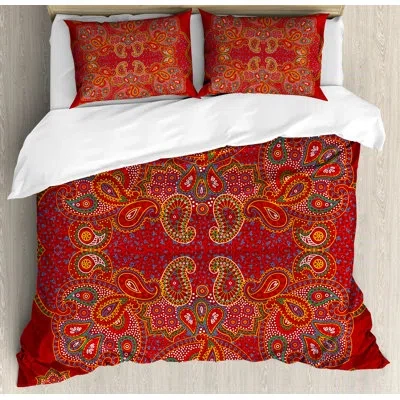 Ambesonne Paisley Satin 2 Piece Duvet Cover Set In Burnt Orange