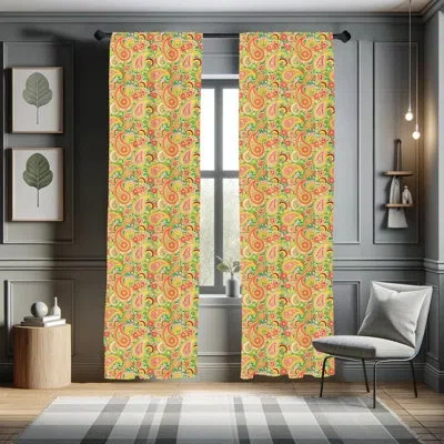 Ambesonne Paisley Semi-sheer Rod Pocket Curtain Panels In Green