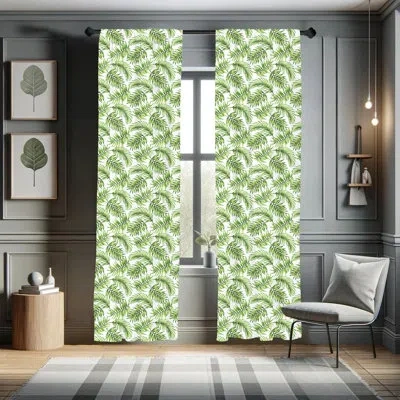 Ambesonne Palm Leaf Semi-sheer Rod Pocket Curtain Panels