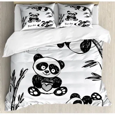 Ambesonne Panda Duvet Cover Set In Black