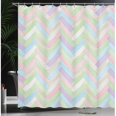Ambesonne Pastel Shower Curtain Parquet Herringbone Soft  Multicolor