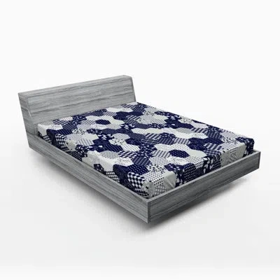 Ambesonne Patchwork Fitted Sheet In Navy