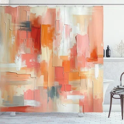 Ambesonne Peach Shower Curtain Contemporary Brush Stroke Art