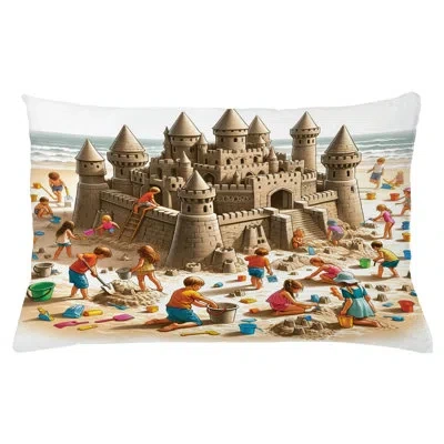 Ambesonne Pillow Cushion Cover Sea Beach Building Fun Camel Burnt Orange In Brown;pink