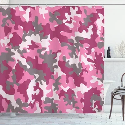 Ambesonne Pink Shower Curtain Feminine Camo Vibrant  Magenta Hot Pink Grey