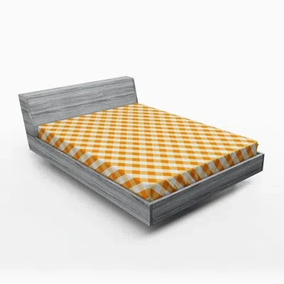 Ambesonne Plaid Fitted Sheet In Red,yellow Plaid 5