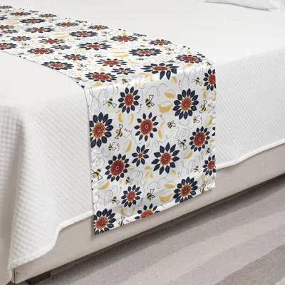 Ambesonne Polyester Bed Runner In White;orange;charcoal