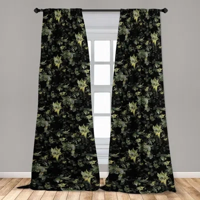 Ambesonne Polyester Semi-sheer Curtain Pair In Charcoal Grey And Green