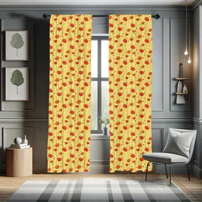 Ambesonne Poppy Floral Semi-sheer Rod Pocket Sliding Panel