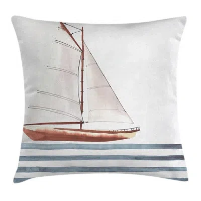 Ambesonne Quote Sailing Theme Boat Waves Square Pillow Cover
