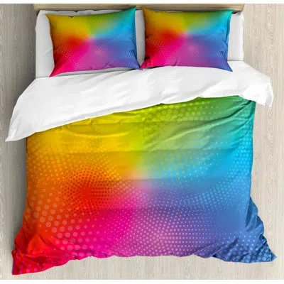 Ambesonne Rainbow Duvet Cover Set In Yellow,pink,orange