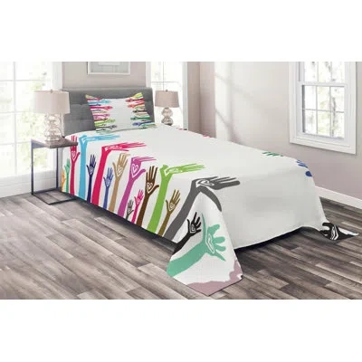 Ambesonne Red/pink/green Microfiber Modern & Contemporary Coverlet / Bedspread Set In Red,pink,green