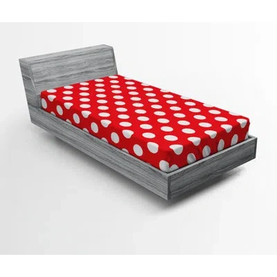 Ambesonne Retro Geometric Microfiber Fitted Sheet In Red Polka Dots 2