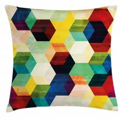 Ambesonne Rhombus Grunge Effect Mosaic Artwork Geometric Indoor / Outdoor 26" Throw Pillow Cover