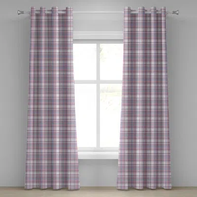 Ambesonne Sateen Checkered Blackout Grommet Curtain Panels