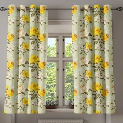 Ambesonne Sateen Floral Blackout Grommet Curtain Panels