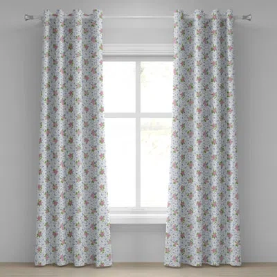 Ambesonne Sateen Floral Blackout Grommet Curtain Panels