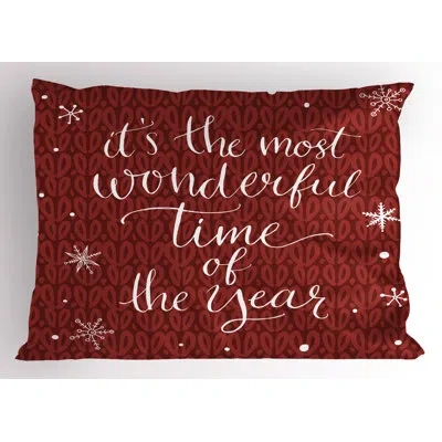 Ambesonne Saying Pillow Sham 2 Pack Christmas And Snowflakes Red And White