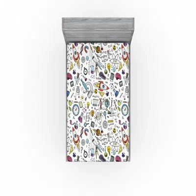 Ambesonne Science Fitted Sheet 2-pack Science Laboratory Multicolor