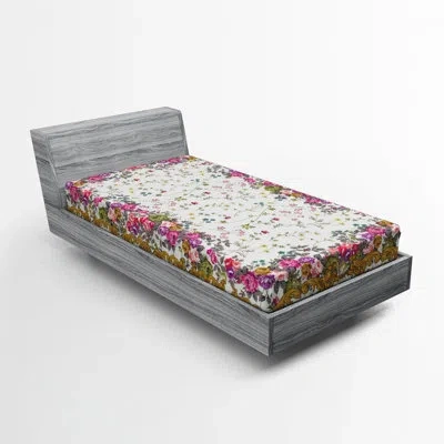 Ambesonne Sea Animals Floral Microfiber Fitted Sheet In Ivory