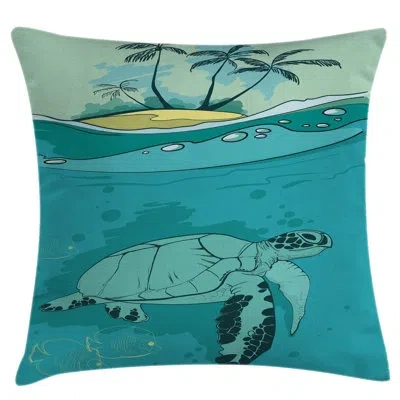 Ambesonne Sea Turtle Swimming Coral Reef Exotic Island Underwater Life Indoor / Outdoor 28" Throw Pillow Cover