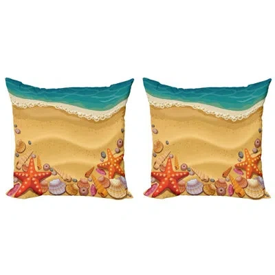 Ambesonne Seashells On The Beach Square Pillow Cover